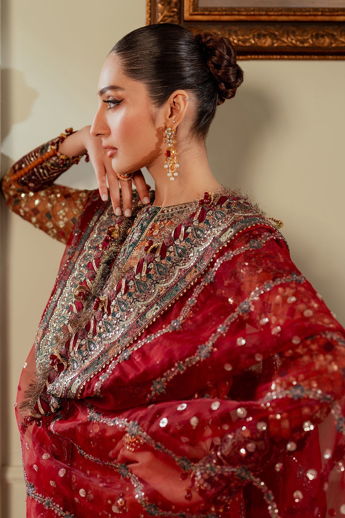 EMBROIDERED NET CH13-01 UNSTITCHED - Baroque