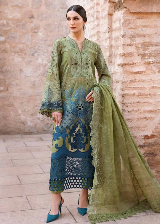 3 Piece Unstitched Embroidered Paper Cotton Suit | D-2501-A