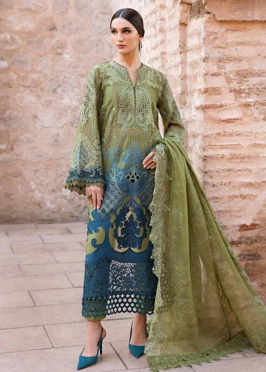 3 Piece Unstitched Embroidered Paper Cotton Suit | D-2501-A