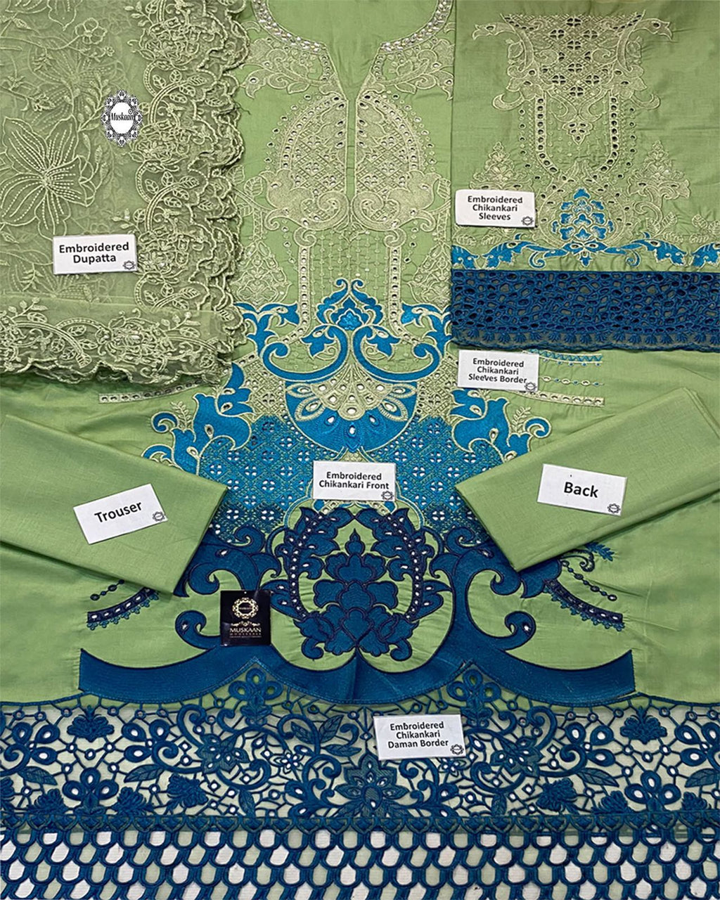 3 Piece Unstitched Embroidered Paper Cotton Suit | D-2501-A