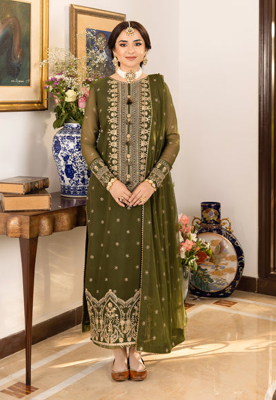 AJSM-43 EMBROIDERED CHIFFON GEORGETTE 3 PCS - Asim Jofa