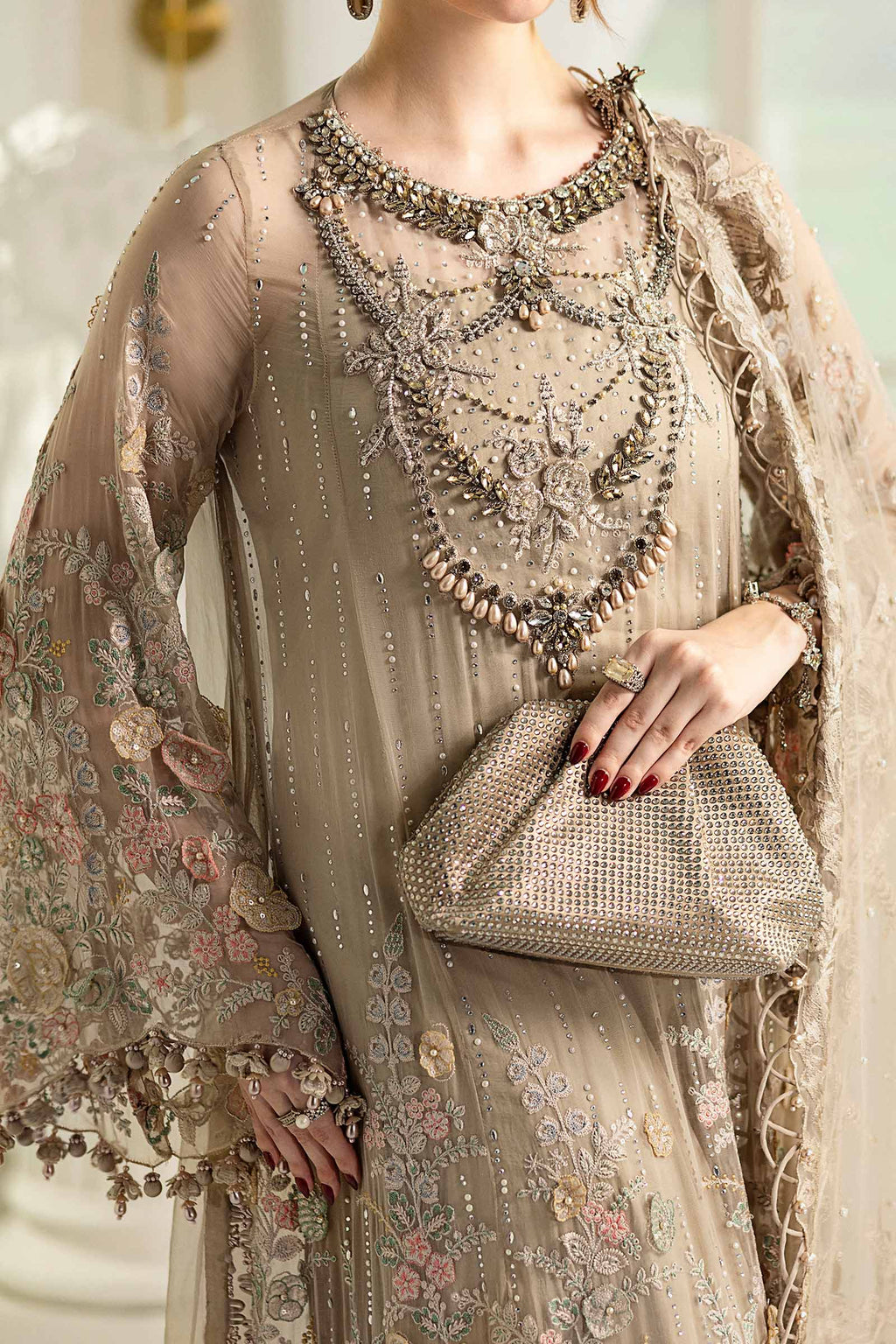 3 Piece Unstitched Embroidered Chiffon Suit | MPC-25-107 - Maria B