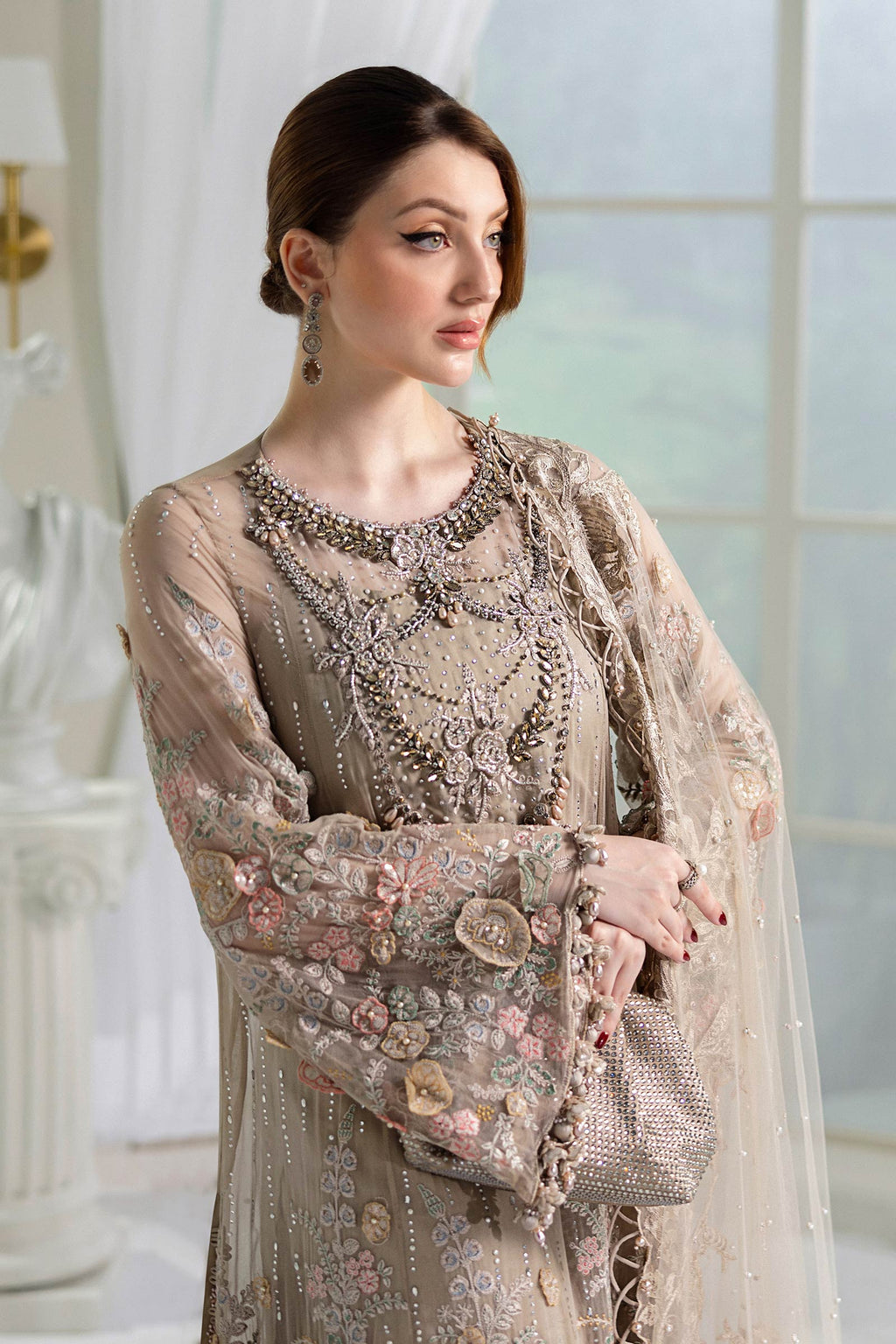 3 Piece Unstitched Embroidered Chiffon Suit | MPC-25-107 - Maria B