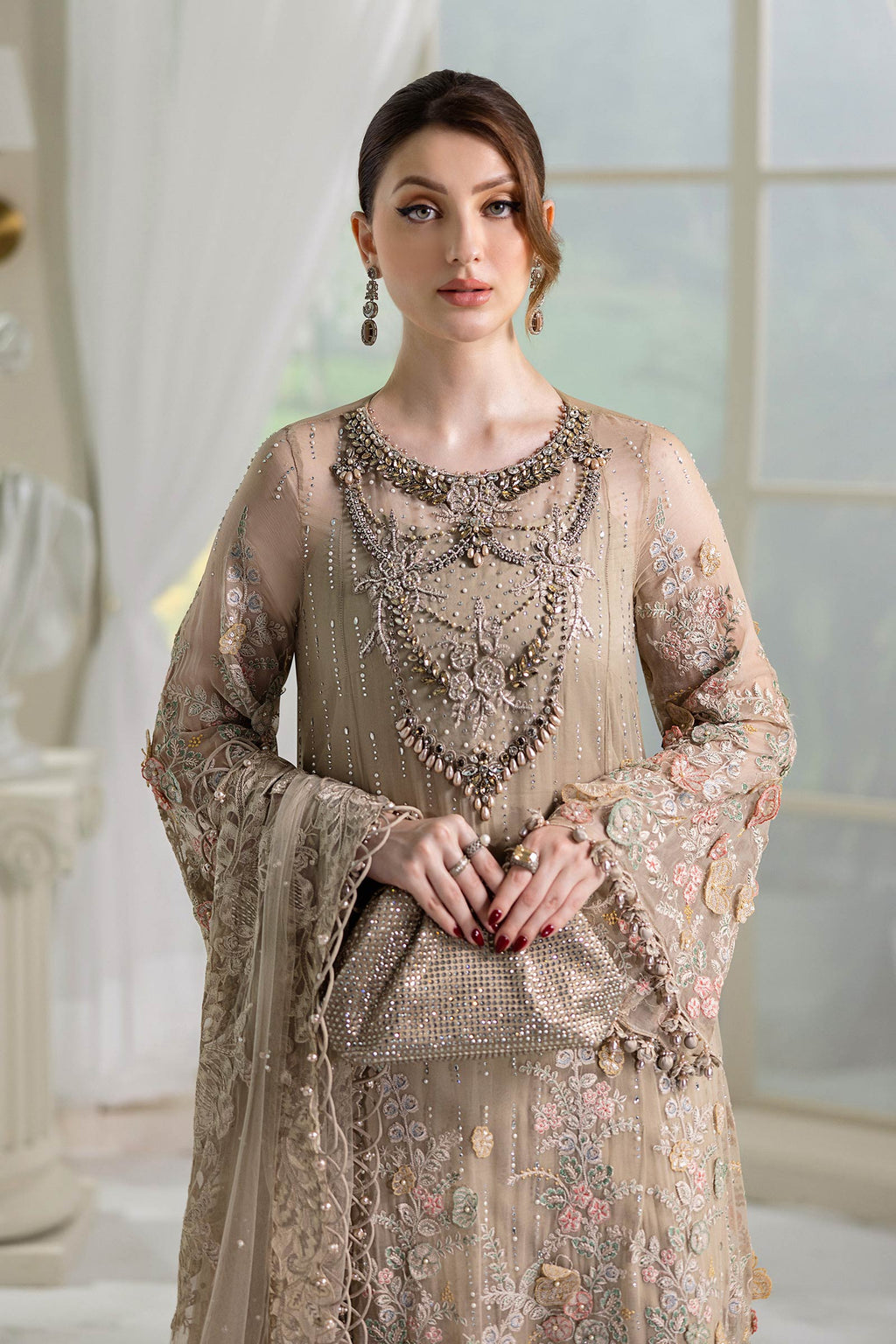 3 Piece Unstitched Embroidered Chiffon Suit | MPC-25-107 - Maria B