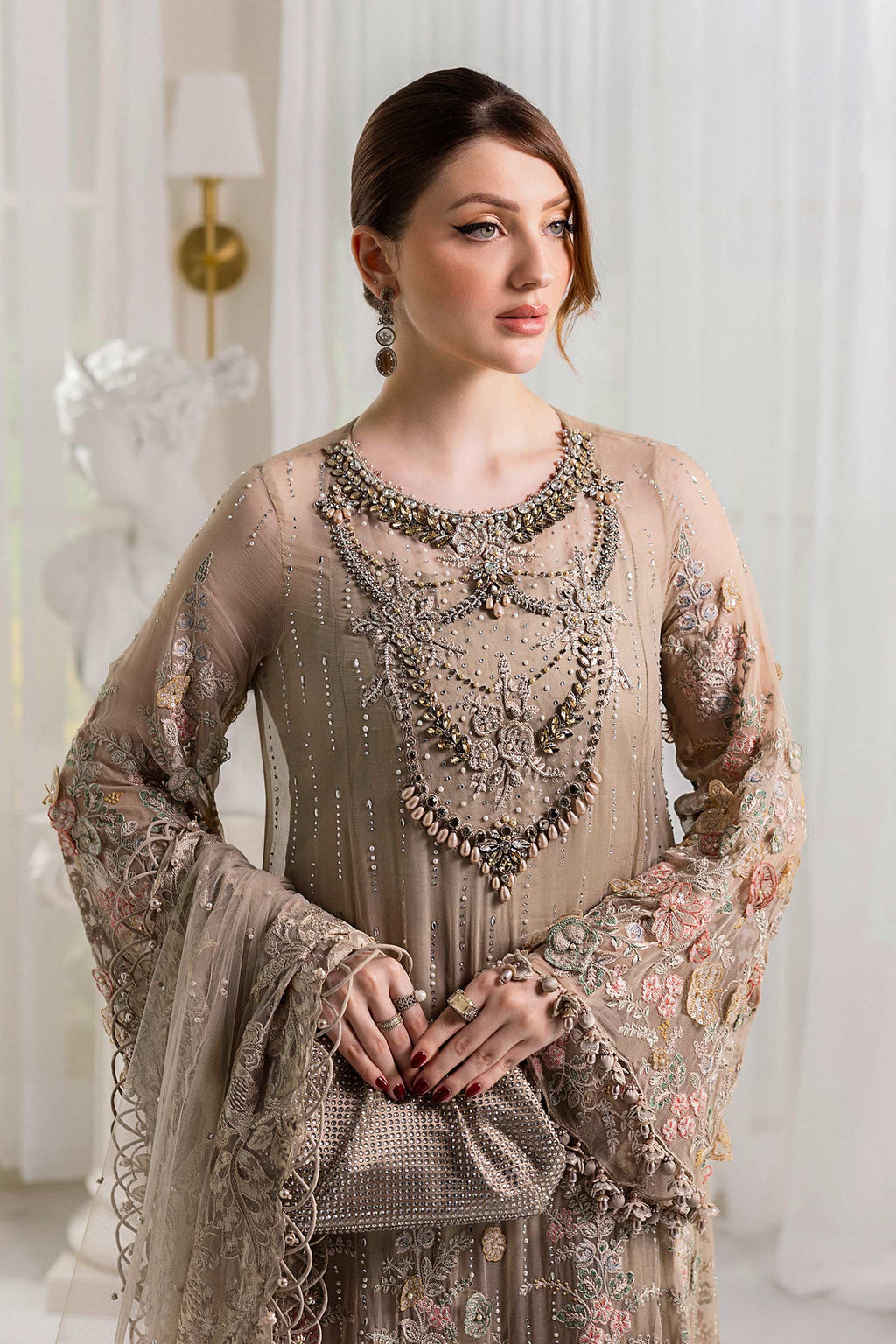 3 Piece Unstitched Embroidered Chiffon Suit | MPC-25-107 - Maria B