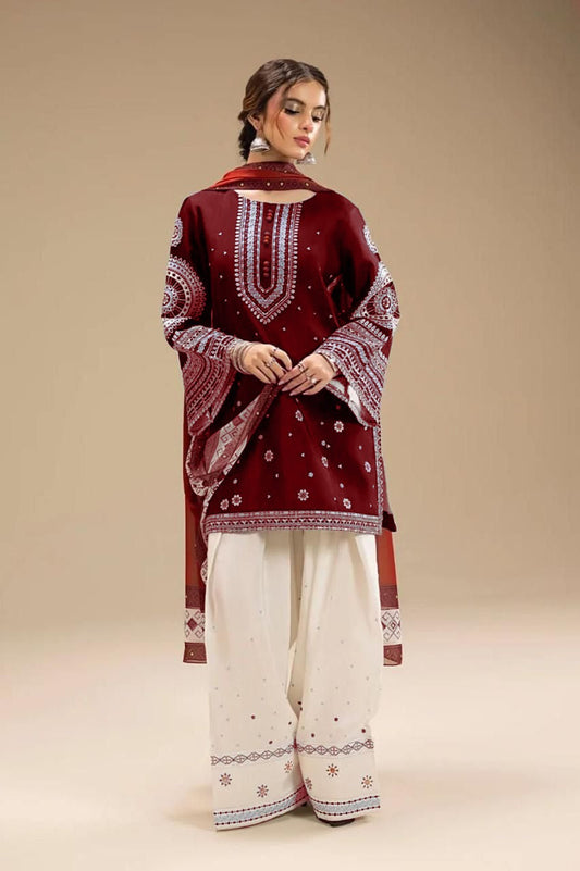 3PC DHANAK EMBORIDED SUITS WITH PRINTED PASHMINA WOOL SHAWL SS-279