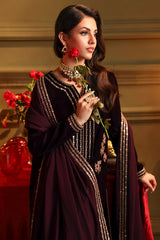 3-PC Embroidered Velvet Shirt with Embroidered Chiffon Dupatta and Trouser VVT4-014 - Charizma