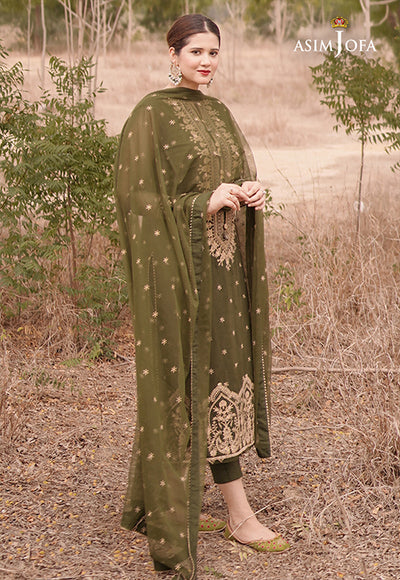 AJSM-43 EMBROIDERED CHIFFON GEORGETTE 3 PCS - Asim Jofa