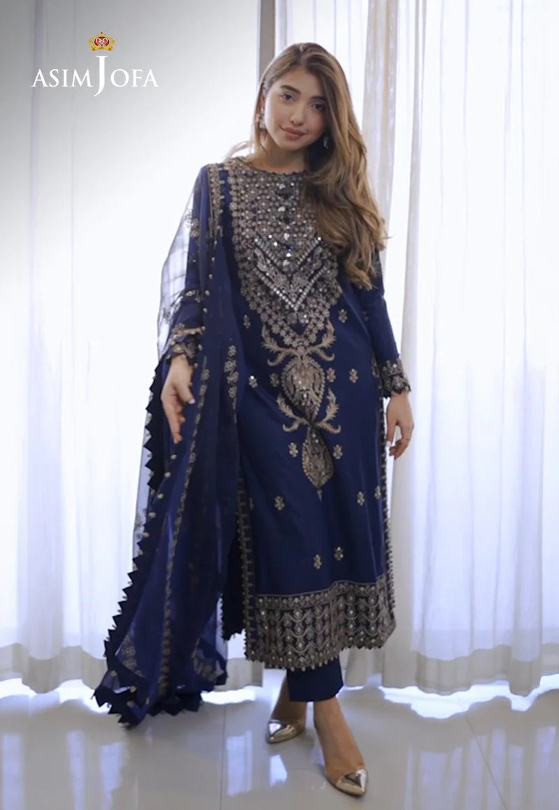 AJRN-16 EMBROIDERED LAWN SILK 3 PCS - Asim Jofa