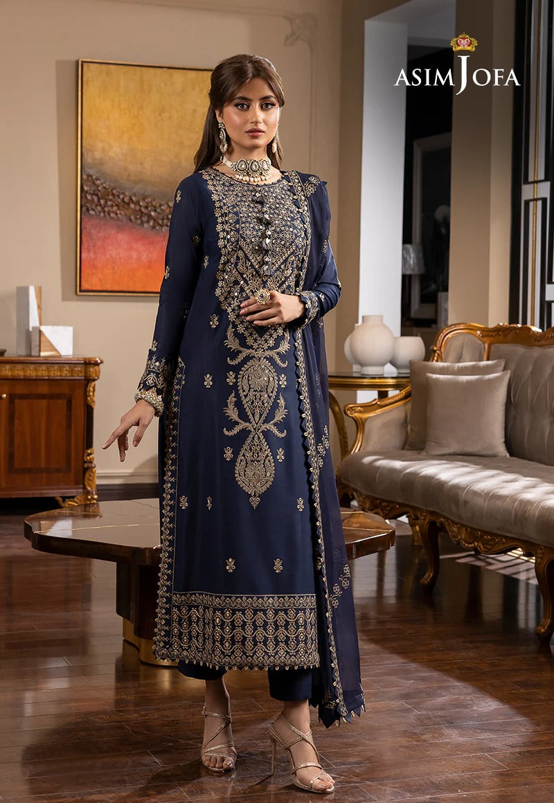 AJRN-16 EMBROIDERED LAWN SILK 3 PCS - Asim Jofa